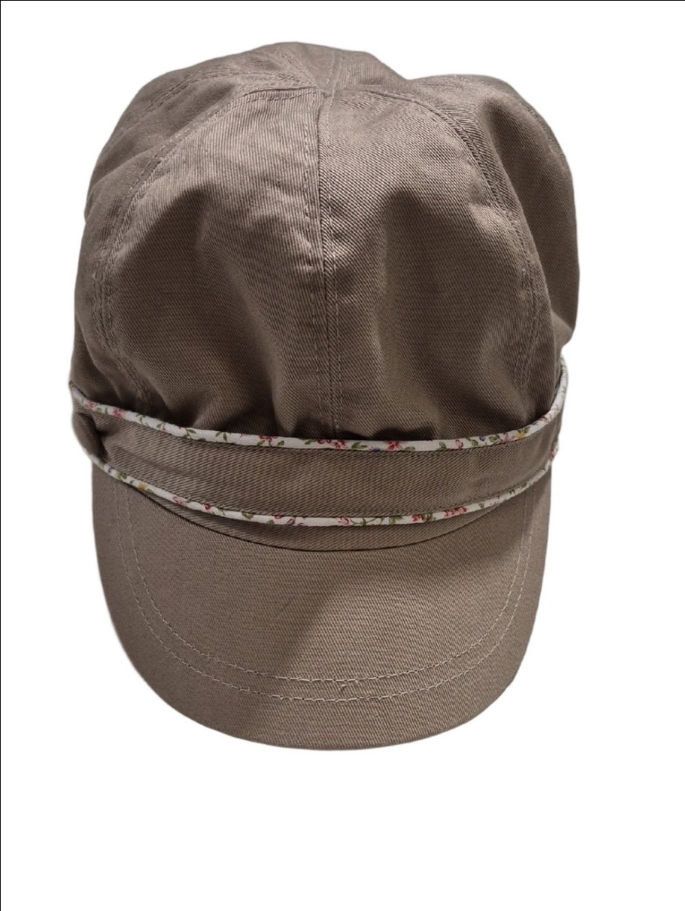 RW&CO. Tan Cotton Cap with Floral Braided Trim